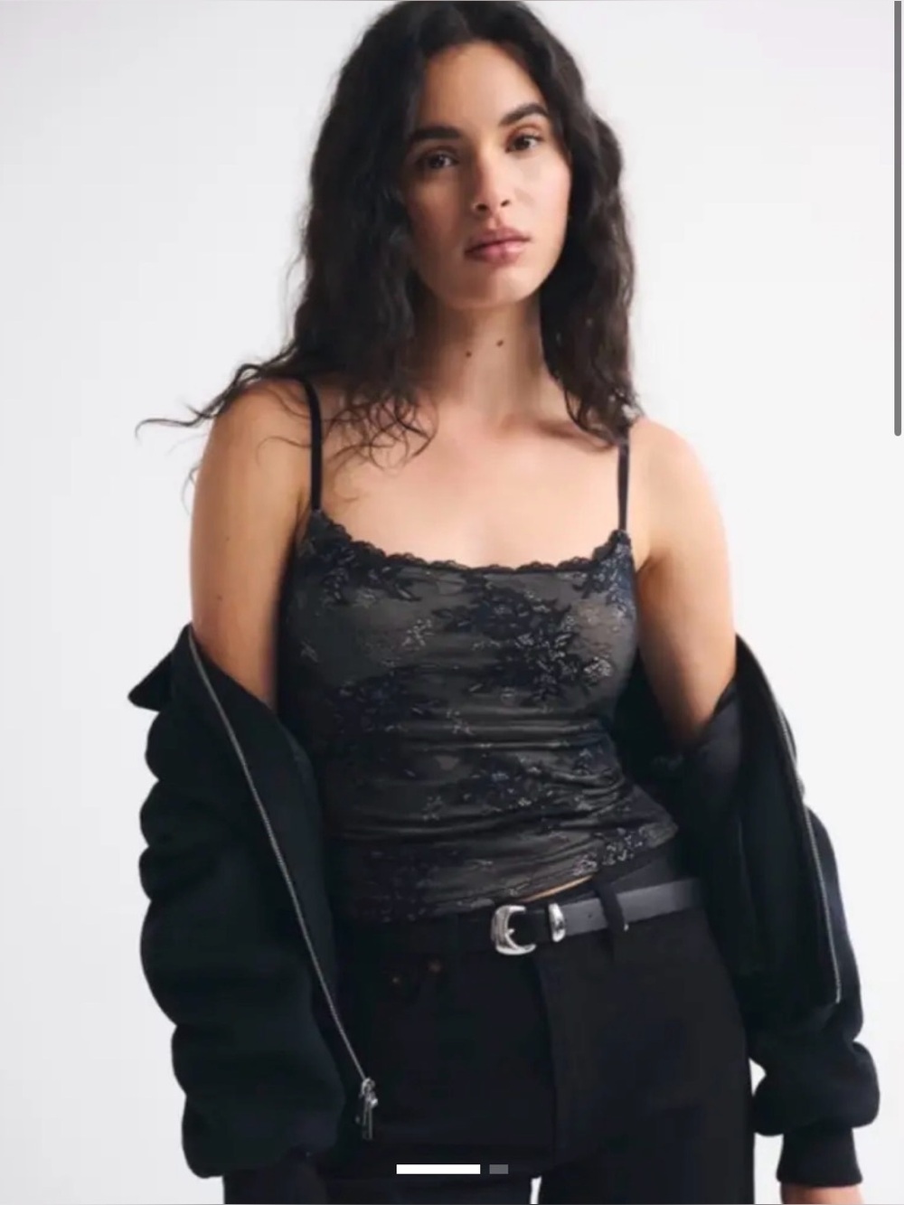 Black Lace-Overlay Cami Tank Top | Abercrombie & Fitch, XS
